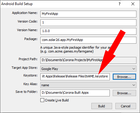 Solar2D Build Android App with App-Signing-Key key-store